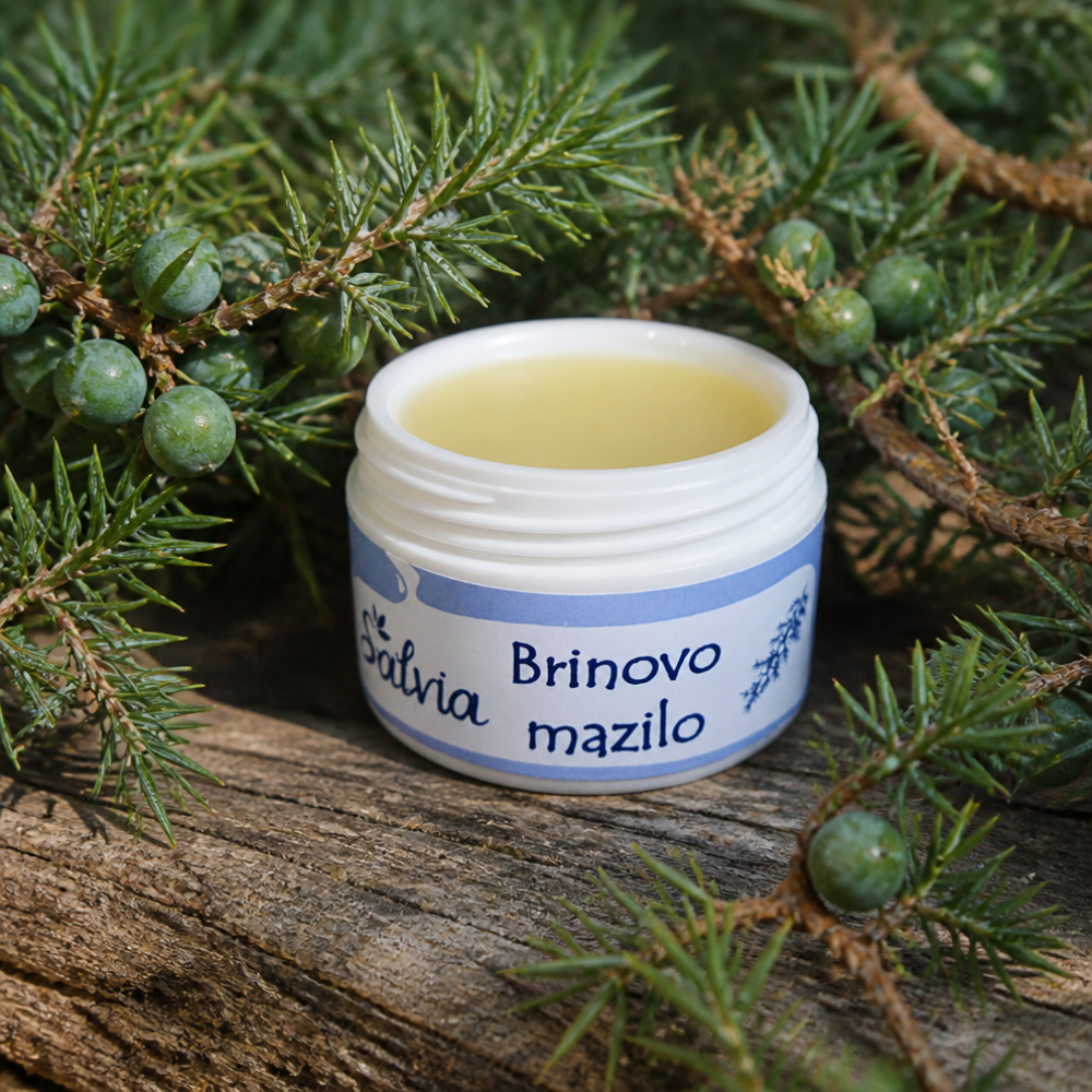 Aromatično brinovo mazilo za nego kože in sproščujočo masažo telesa